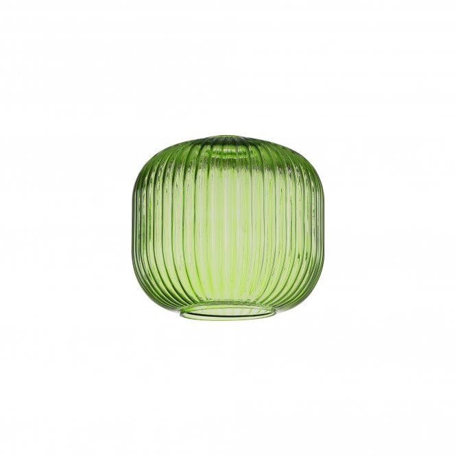 Fabula Fabula Springfield 20cm Pumpkin Shaped Ribbed Shade - Green Glass - Shade Only