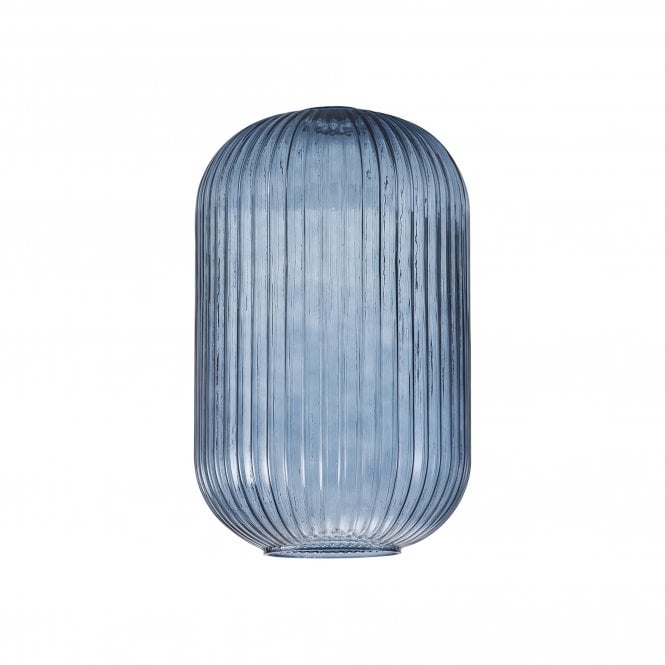 Fabula Fabula Springfield 20cm Tubular Ribbed Shade - Petrol Blue Glass - Shade Only