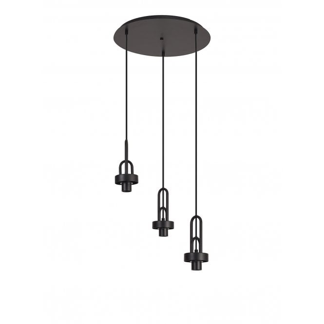 Fabula Fabula Springfield 3 Light Round Suspension Kit - Matt Black - Frame Only