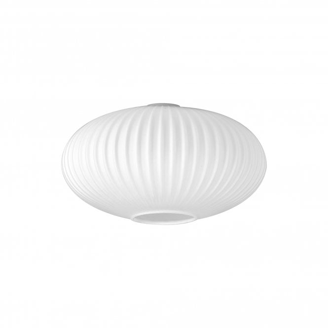 Fabula Fabula Springfield 30cm Oval Sphere Ribbed Shade - Opal Glass - Shade Only