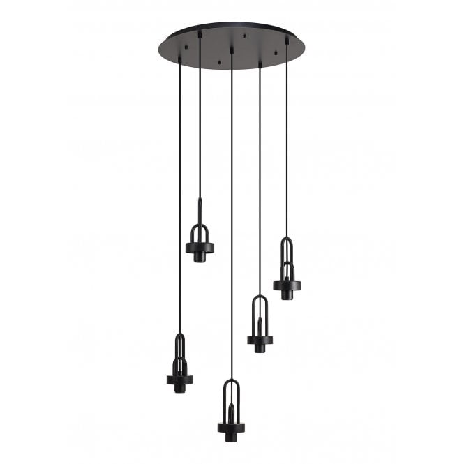 Fabula Fabula Springfield 5 Light Round Suspension Kit - Matt Black - Frame Only