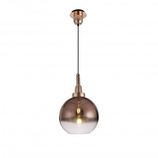 Fabula Fabula Springfield Single Pendant - 30cm Globe Glass Shade - Copper & Copper Fade Glass