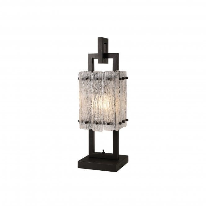 Fabula Fabula Sutton Single Table Lamp - Matt Black & Crystal Sand Glass