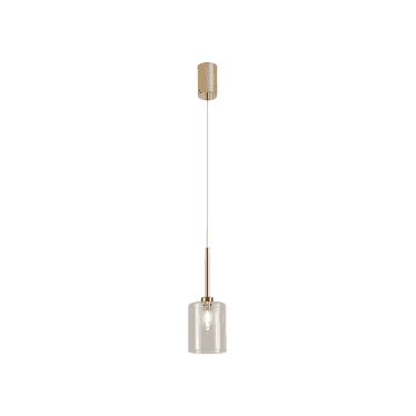 Tamworth Single Pendant - Medium Cylinder Shade - French Gold & Clear Glass