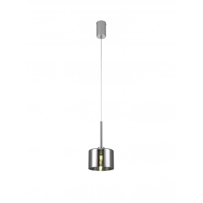 Fabula Fabula Tamworth Single Pendant - Short Cylinder Shade - Polished Chrome & Chrome Glass