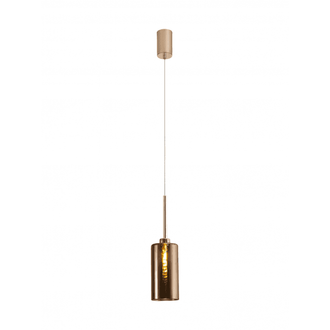 Fabula Fabula Tamworth Single Pendant - Tall Cylinder Shade - French Gold & Copper Glass