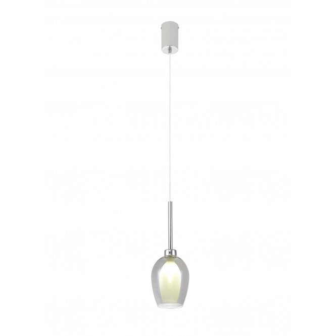 Fabula Fabula Tamworth Single Pendant - Wine Glass Shade with Inner Frosted Glass - Polished Chrome, Smoked & Frosted Glass