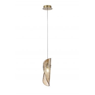 Treetops Single Pendant - Brass & Cognac Glass