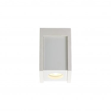 Trevose Single Square Ceiling Spot Light - White Paintable Gypsum & Matt White Cover