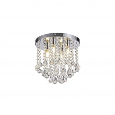 Valance 4 Light Flush Light - Polished Chrome & Crystal - IP44