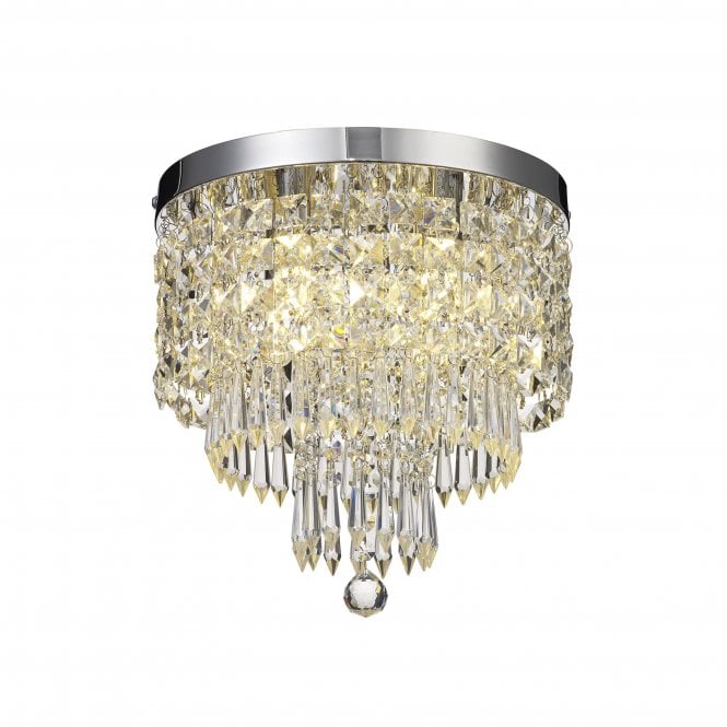 Fabula Fabula Wadham 4 Light Flush Light - Polished Chrome & Crystal - IP44