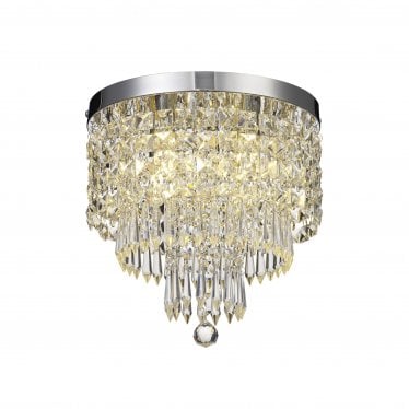 Wadham 4 Light Flush Light - Polished Chrome & Crystal - IP44