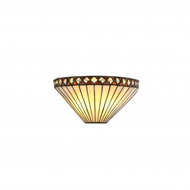 Westall 2 Light Tiffany Wall Lamp - Amber & Cream