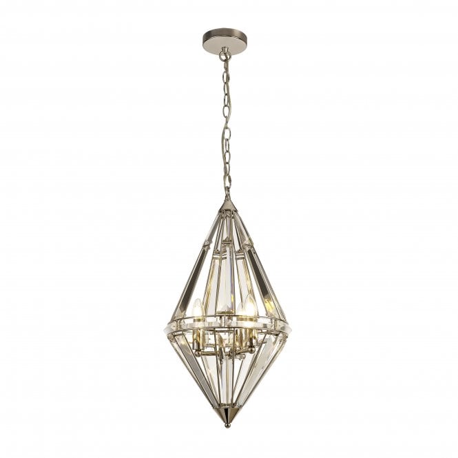 Fabula Fabula Woodford 3 Light Diamond Pendant - Polished Nickel