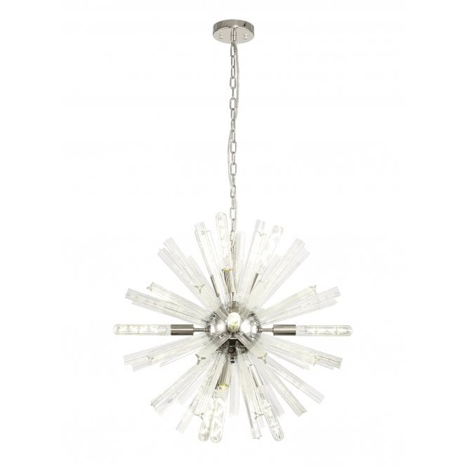 Fabula Fabula Wordworth 10 Light Round Pendant - Polished Nickel & Clear Glass