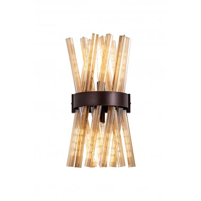 Fabula Fabula Wordworth 2 Light Wall Light - Brown Oxide & Champagne Glass