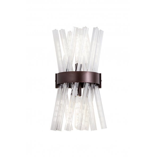 Fabula Fabula Wordworth 2 Light Wall Light - Brown Oxide & Clear Glass