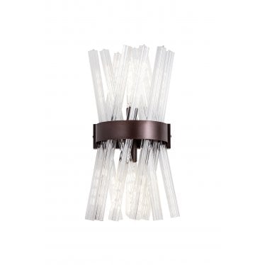 Wordworth 2 Light Wall Light - Brown Oxide & Clear Glass