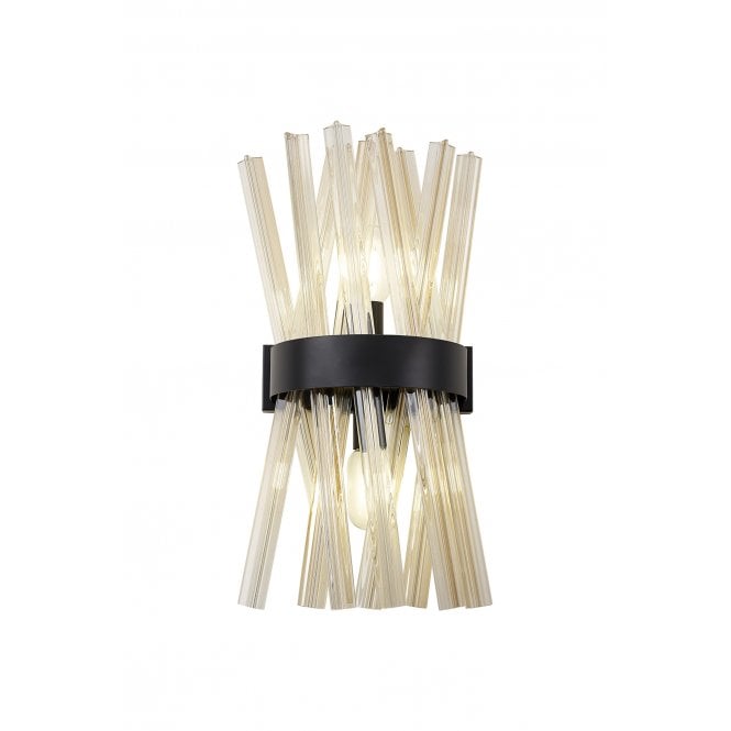 Fabula Fabula Wordworth 2 Light Wall Light - Matt Black & Champagne Glass