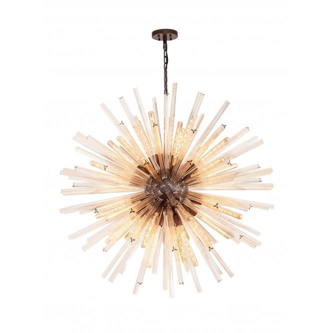 Fabula Fabula Wordworth 32 Light Round Pendant - Brown Oxide & Champagne Glass