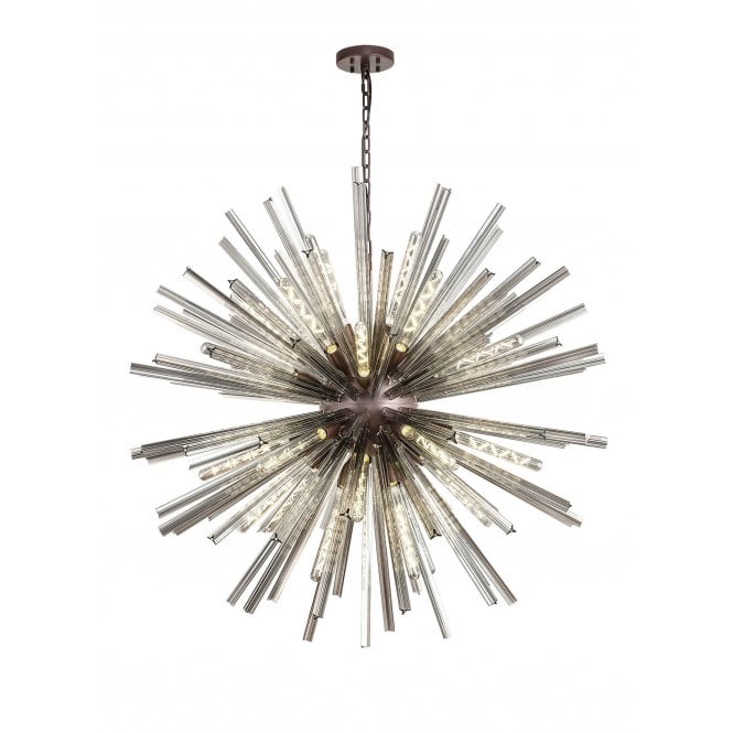 Fabula Fabula Wordworth 32 Light Round Pendant - Brown Oxide & Smoke Glass