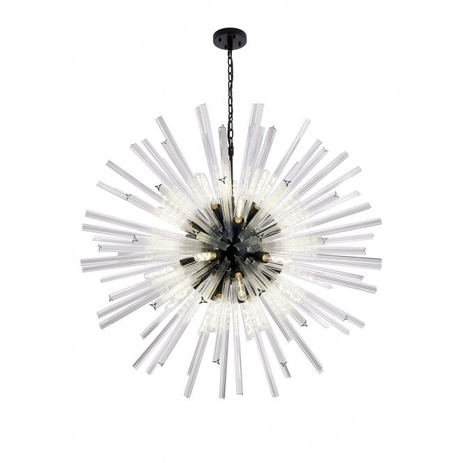 Fabula Fabula Wordworth 32 Light Round Pendant - Matt Black & Clear Glass