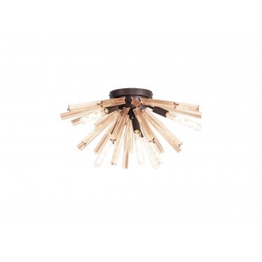 Wordworth 6 Light Semi-Flush Light - Brown Oxide & Champagne Gold Glass