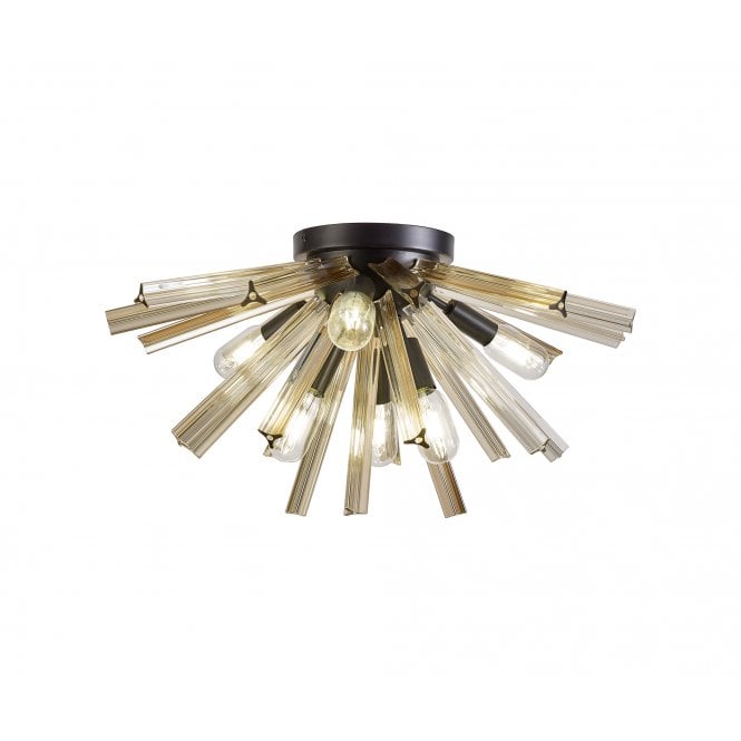 Fabula Fabula Wordworth 6 Light Semi-Flush Light - Matt Black & Champagne Gold Glass