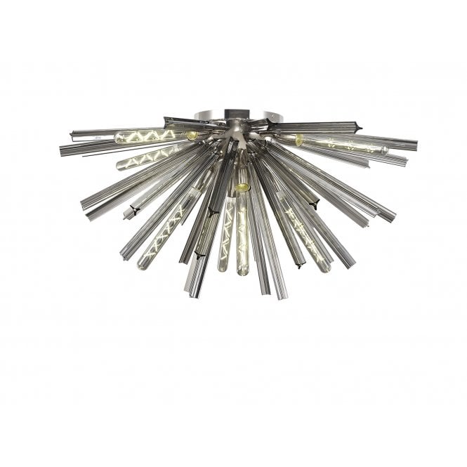 Fabula Fabula Wordworth 8 Light Semi-Flush Light - Polished Nickel & Smoke Glass