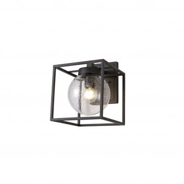 Yardley Down Wall Lamp - Anthracite & Clear Seeded Glass - IP54