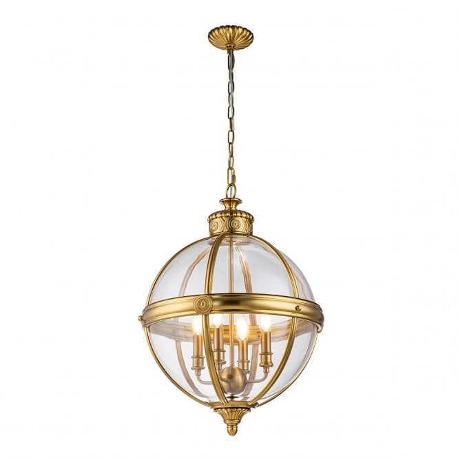 Feiss Feiss Adams 4 Light Pendant Chandelier - Brushed Brass