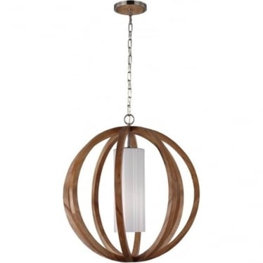 Allier Large Pendant - Light Wood & Brushed Steel