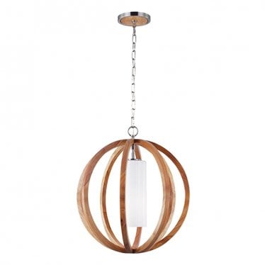 Allier Small Pendant - Light Wood & Brushed Steel