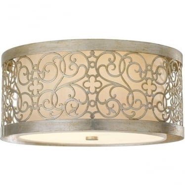 Arabesque 2 Light Flush Fitting - Silver Leaf Patina