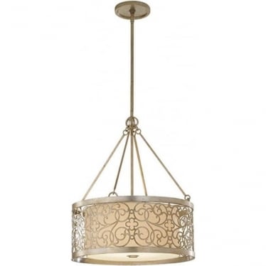 Arabesque 4 Light Chandelier - Silver Leaf Patina