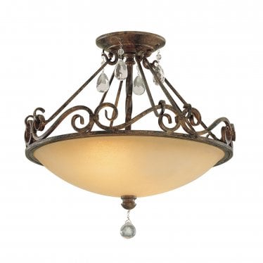 Chateau 2 Light Semi-Flush Fitting - Mocha Bronze