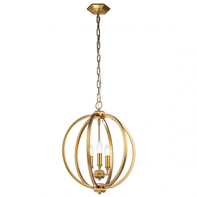 Feiss Feiss Corinne 3 Light Medium Pendant - Burnished Brass