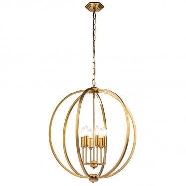 Corinne 6 Light Pendant - Burnished Brass