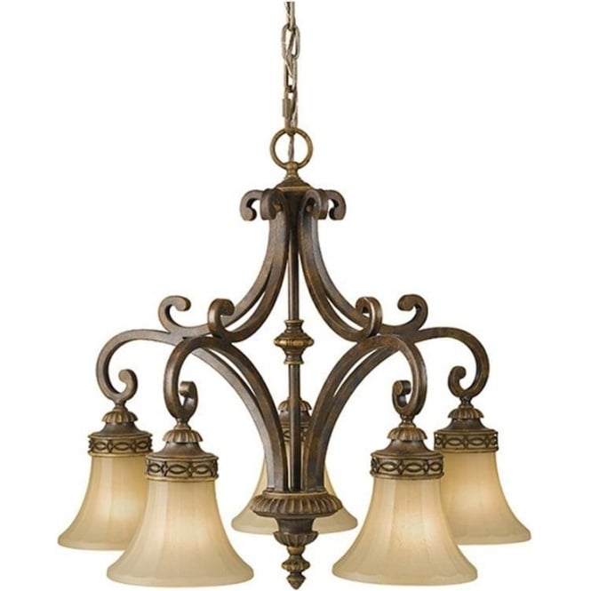 Feiss Feiss Drawing Room 5 Light Chandelier - Walnut