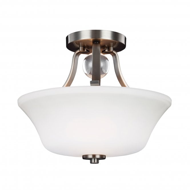 Feiss Feiss Evington 2 Light Semi-Flush Fitting - Satin Nickel