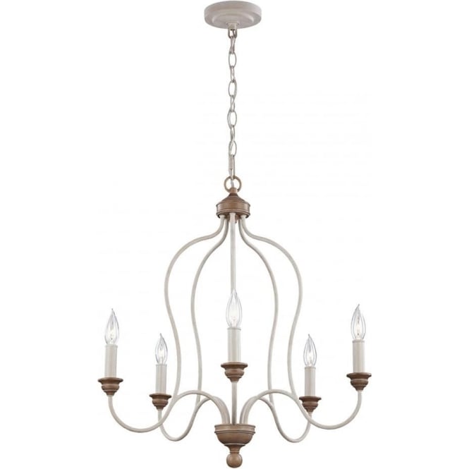 Feiss Feiss Hartsville 5 Light Chandelier - Chalk Washed & Beachwood