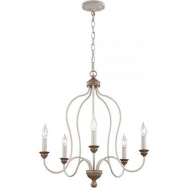 Hartsville 5 Light Chandelier - Chalk Washed & Beachwood