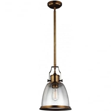 Hobson Single Medium Pendant - Aged Brass