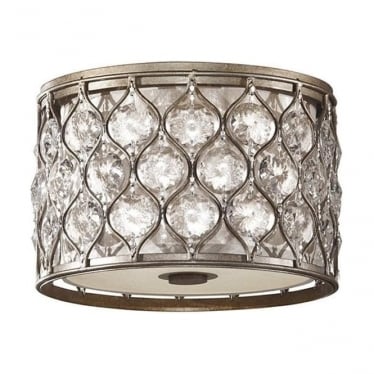 Lucia 2 Light Flush Fitting - Burnished Silver