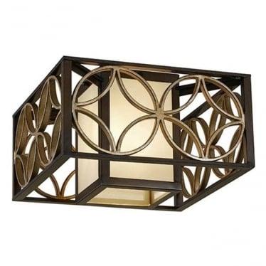 Remy 2 Light Flush Fitting - Heritage Bronze & Parisienne Gold