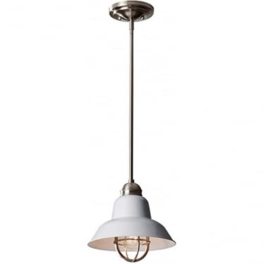 Urban Renewal Single Mini Pendant - Brushed Steel & Glossy White