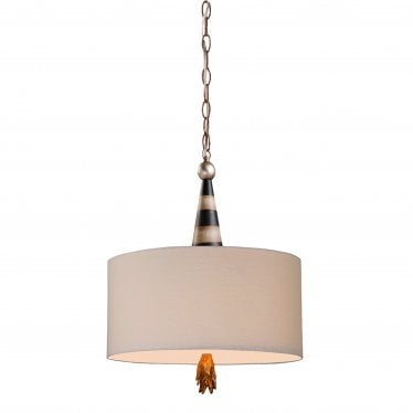 Flambeau 2 Light Pendant - Black, Cream & Gold Leaf