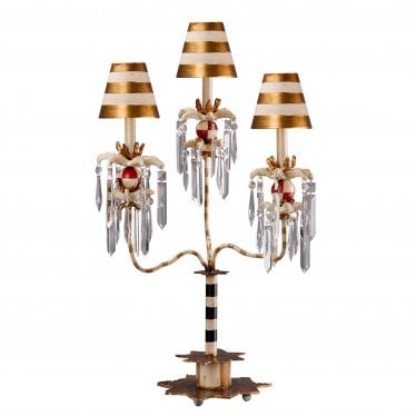 Birdland 3 Arm Table Lamp - Gold Leaf & Cream