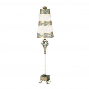 Pompadour Luxe Single Table Lamp - Silver, White & Gold