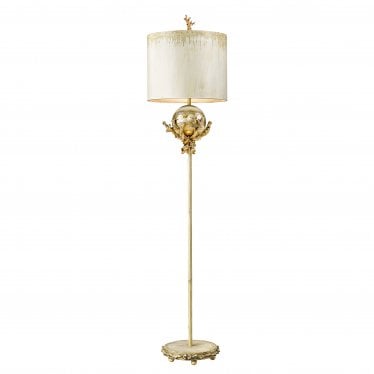 Trellis Single Floor Lamp - Putty Patina & Silver Leaf